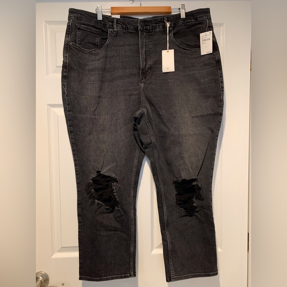 NWT Good American Black Ripped Jeans